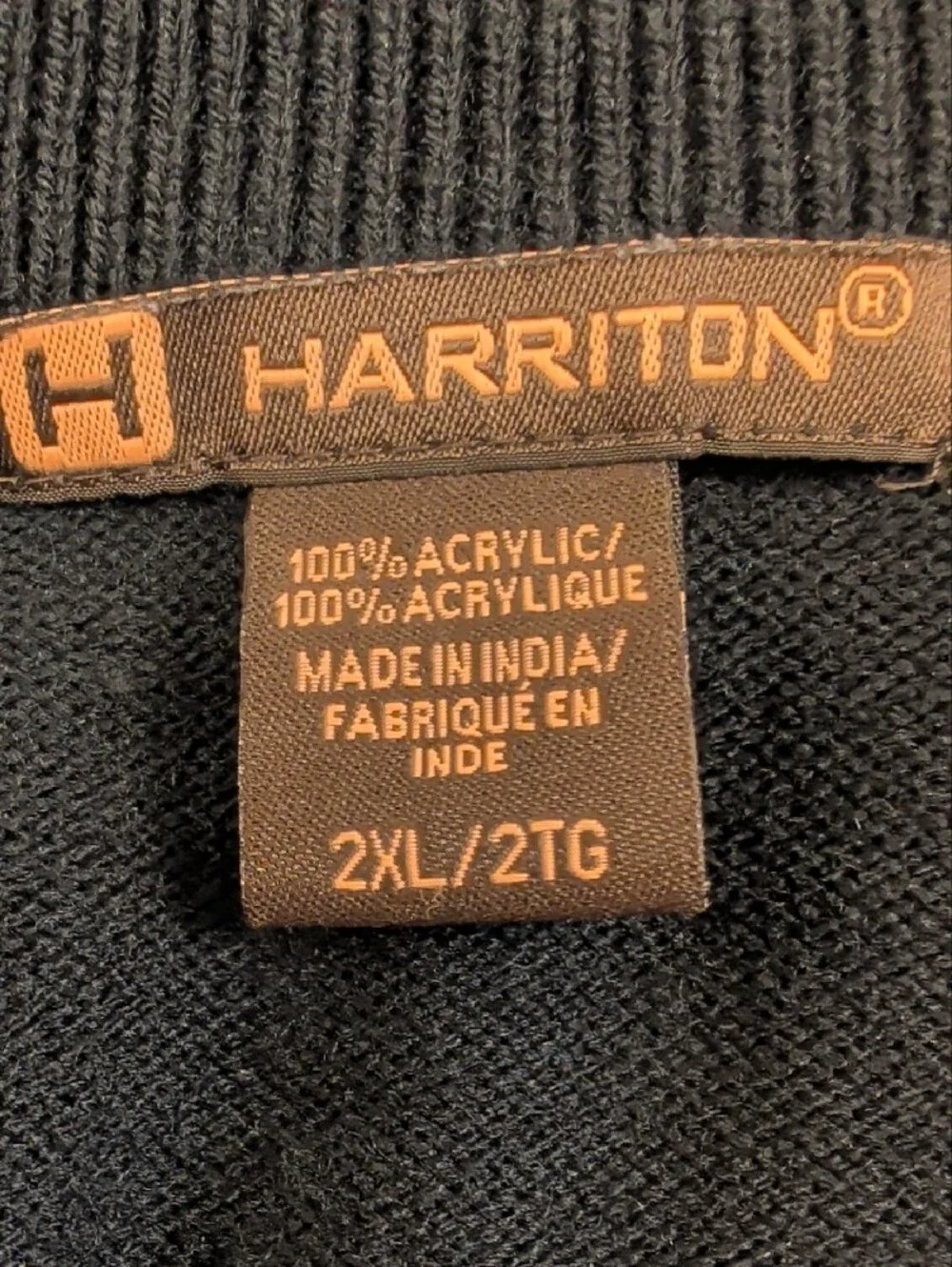 Harriton Black Button Front Cardigan Sweater Women's 2XL Rib Knit Classic